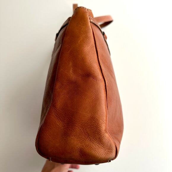 Patricia Nash Poppy Heritage Top Handle Full Leather Tan Tote Bag Purse - Picture 9 of 13